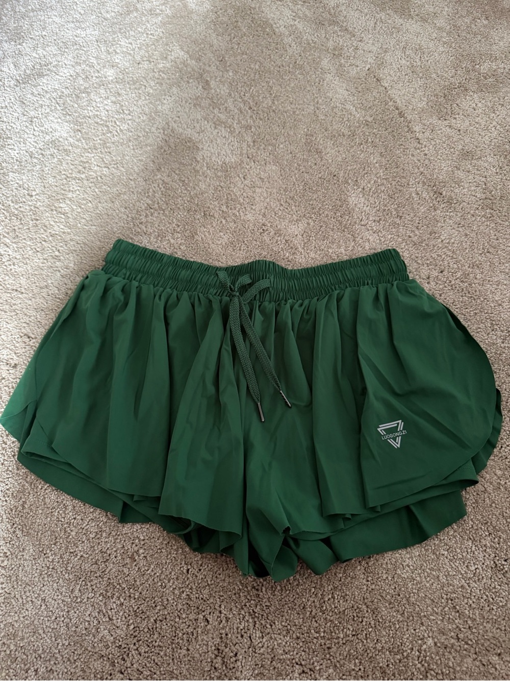 Women's Green Layered Athletic Shorts